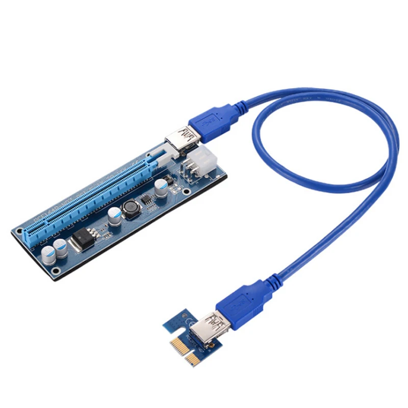 5 шт. PCI-E Riser PCI E Express 1X to 16X Card USB 3 0 SATA 6Pin кабели для BTC Bitcoin Mining Antminer |