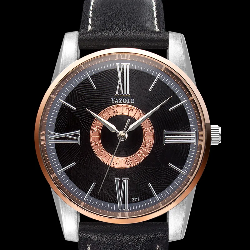 

YAZOLE Relogio Masculino Casual Watch Men Brand Quartz Wristwatch Simple Waterpoor Leather Man Watch Luxury Watches Male Clock