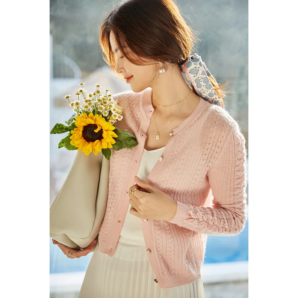 

Ruched Милая Розовая Kawaii мохеровые вязаные свитер женские шерстяная белый кардиган, весенняя одежда с длинными рукавами новый дропшиппинг