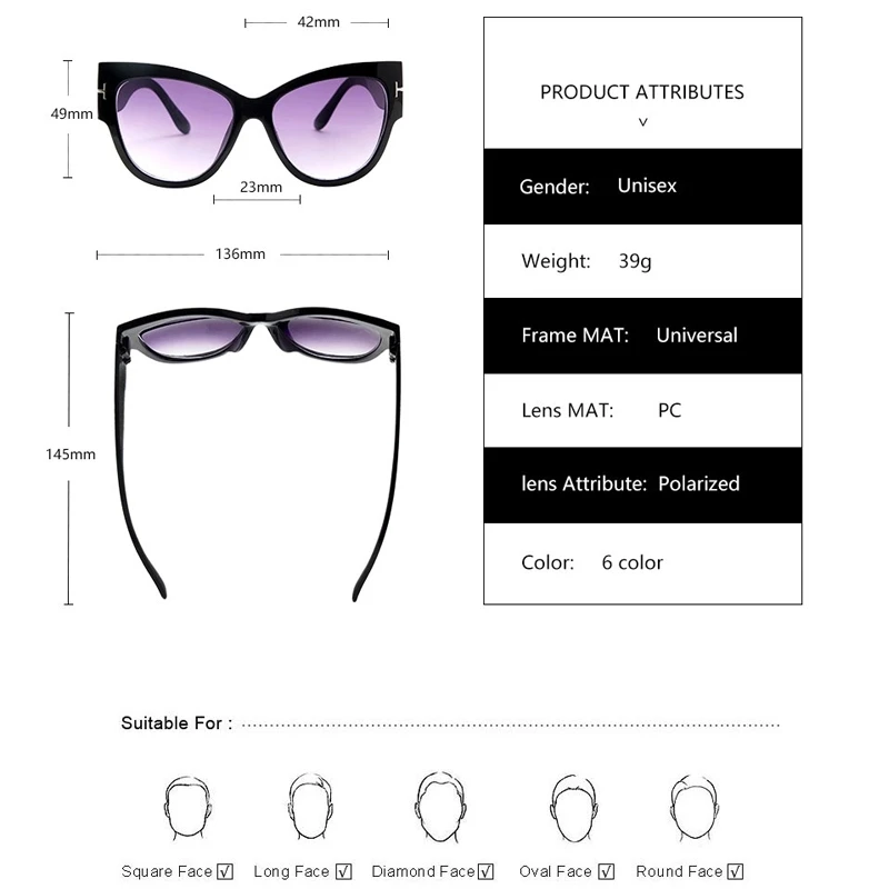 

2020 New Brand Sunglasses Women Luxury Designer T Fashion Black Cat Eye oversized Sunglasses Female Gradient Sun Glasses oculos