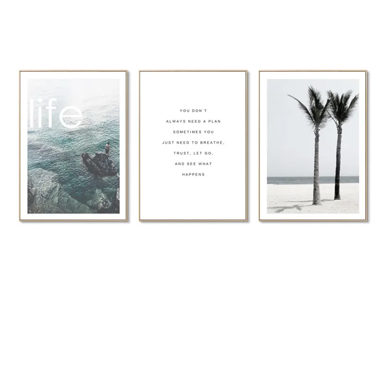 Море пляж пейзаж Одуванчик растение дерево мост листья Клифф текст Холст Картина