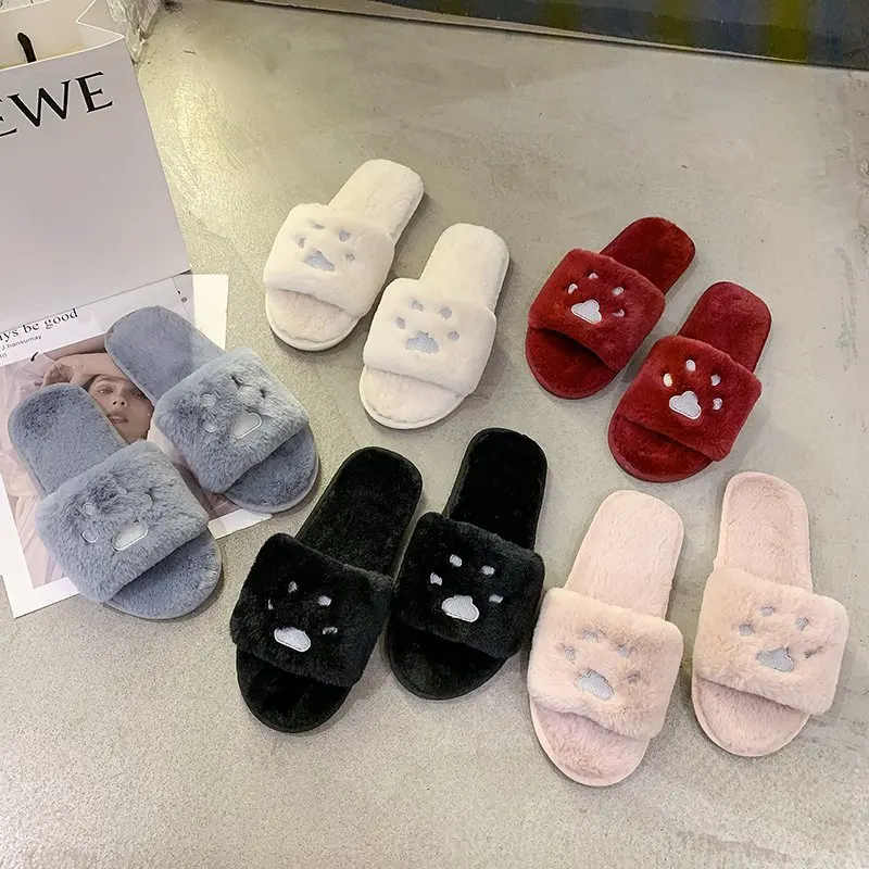 New Style Non-slip Plush Slippers for Autumn and Winter Women's Outer Wear Soft-soled Comfortable Cotton Slippers Women's Shoes