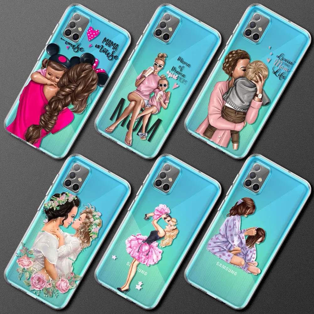

Clear Soft Case for Samsung Galaxy A51 A71 A21s A31 A12 A41 M31 M51 Transparent Coque Phone Cover Funda Mother Baby Child Love