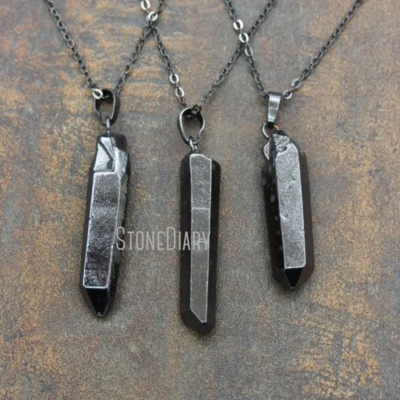 

NM11581 модное ожерелье из кварцевого камня с черным покрытием