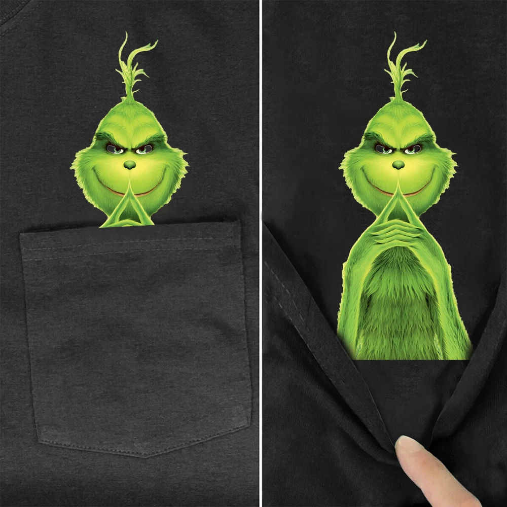 

CLOOCL Funny Black Cotton T-Shirts Fashion Pocket Green Hair Monster 3D Printed TShirts Casual Harajuku Tees Short Sleeve Tees