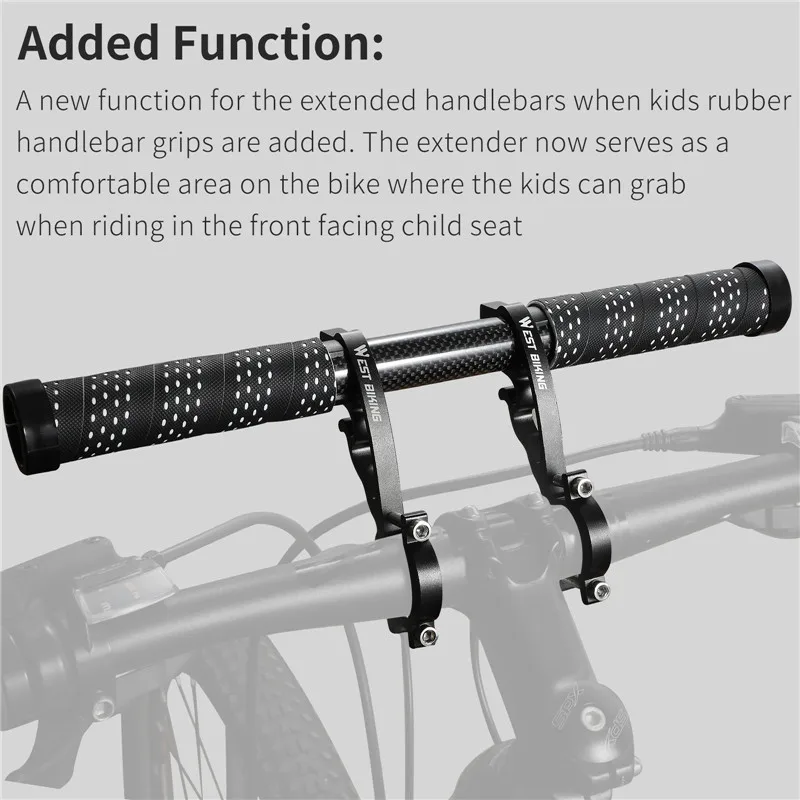 WEST BIKING Carbon Tube Bicycle Handlebar Extender Double Clamp Alloy Bracket Handlebar Extension Bike Light GPS Computer