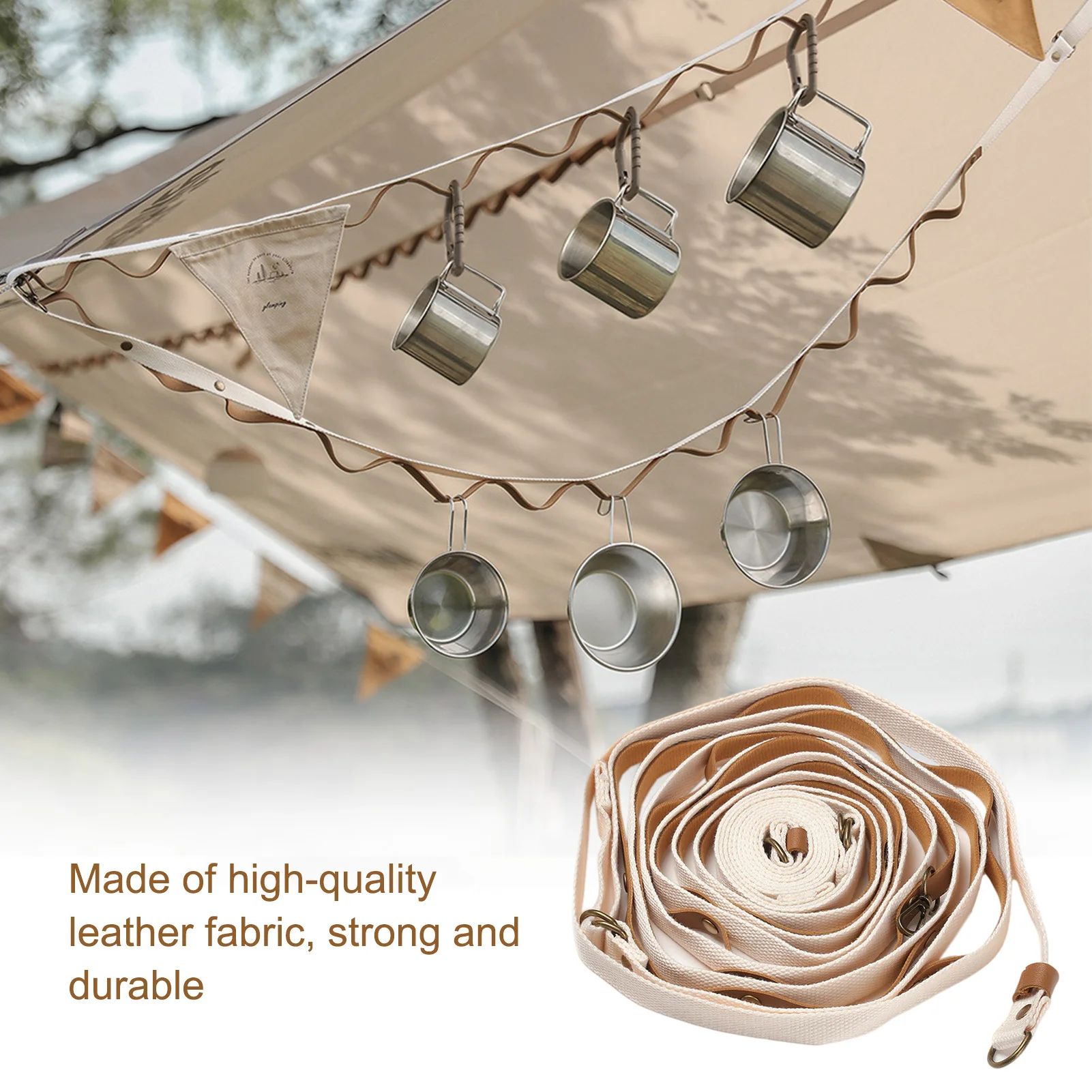 

Outdoor Clothesline Washing Line Leather Camping Clothes Line Adjustable Length For Gardens Garages Sheds Barns Like-minded