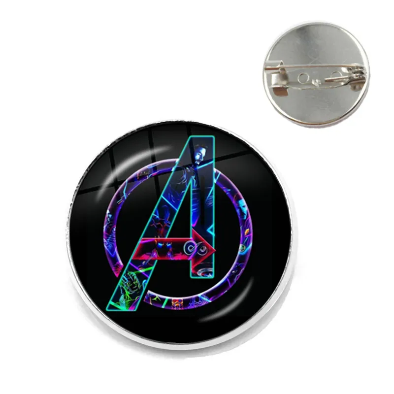3D Marvel стеклянная брошь из кабошона Мстители Железный человек Действие Tony Stark дуговой реактор напечатанный стеклянный камень колье с амулетом булавки для подарка - Окраска металла: 11