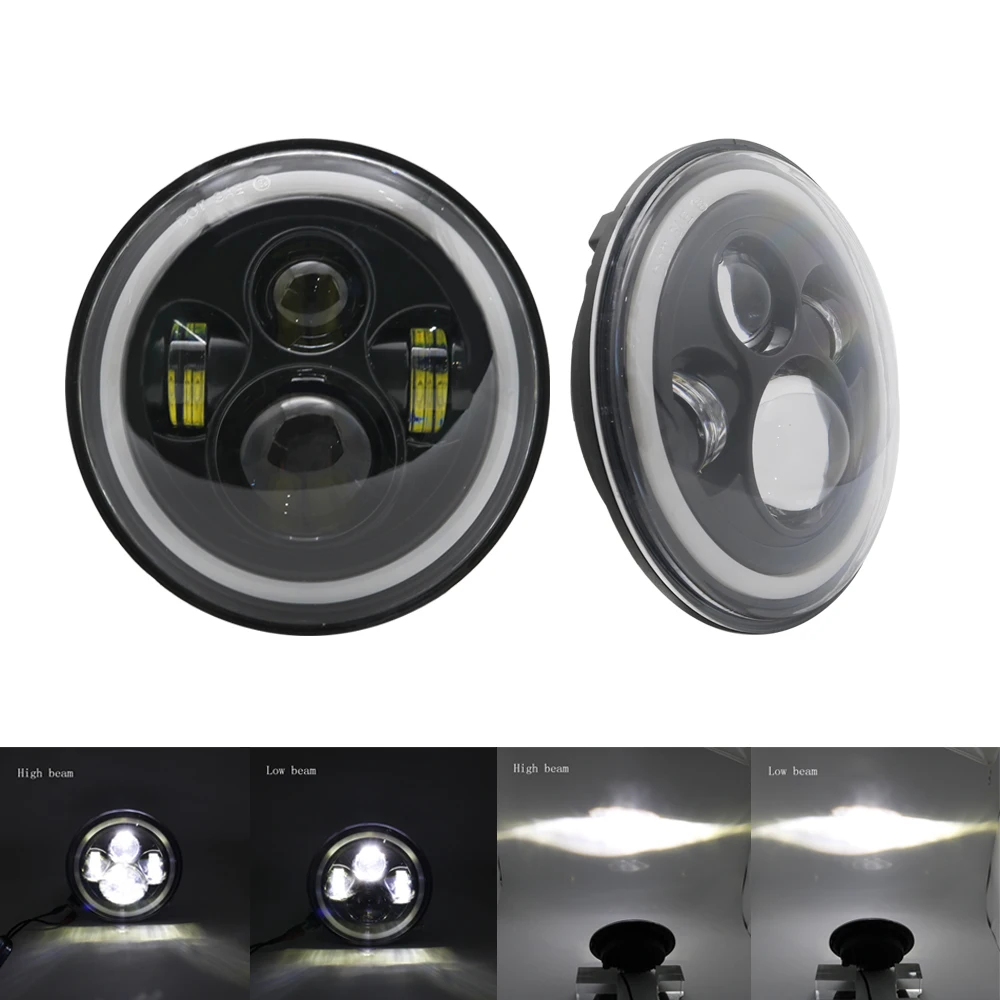 7-дюймовая светодиодная фара для мотоцикла 150 Вт DRL ангельские глазки Harley Honda Yamaha