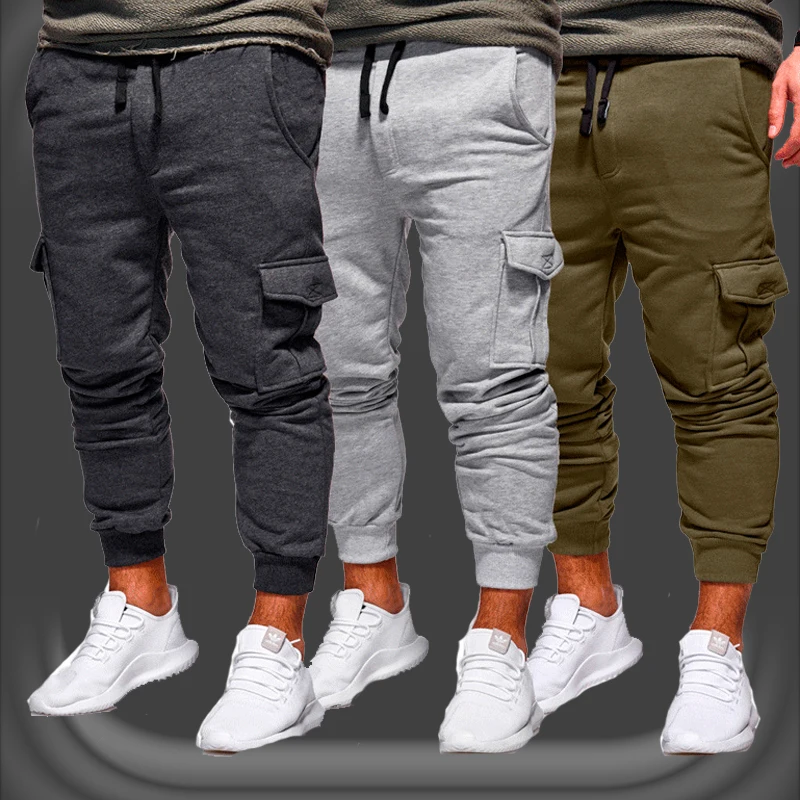 Свободного покроя с большим количеством карманов мужские тренировочные брюки 2019