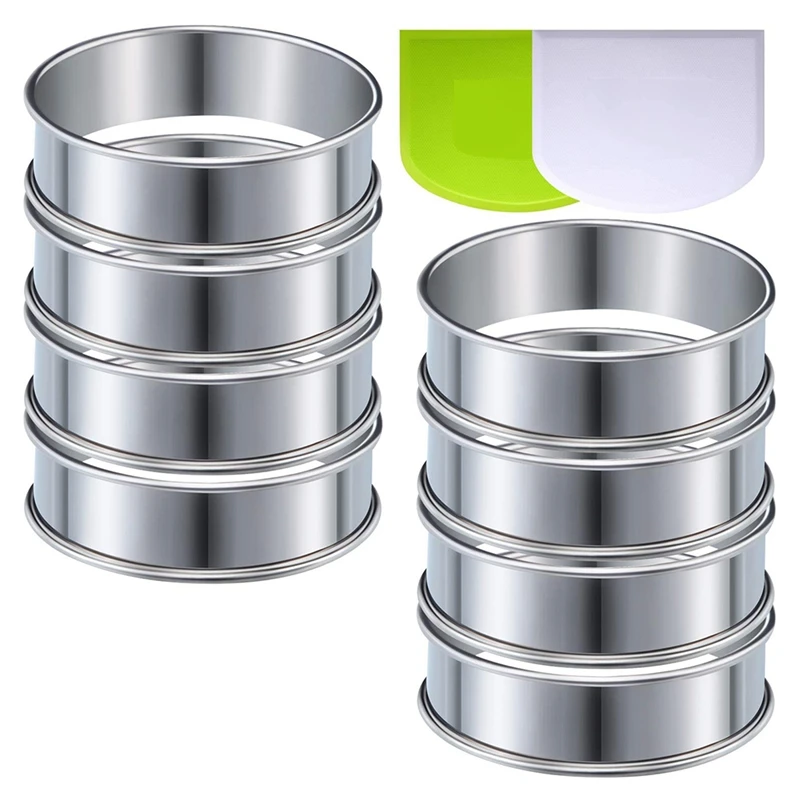 

Crumpet Rings English Muffin Tainless Steel Muffin Rings Bowl Scrapers for Home Cooking Baking Tools