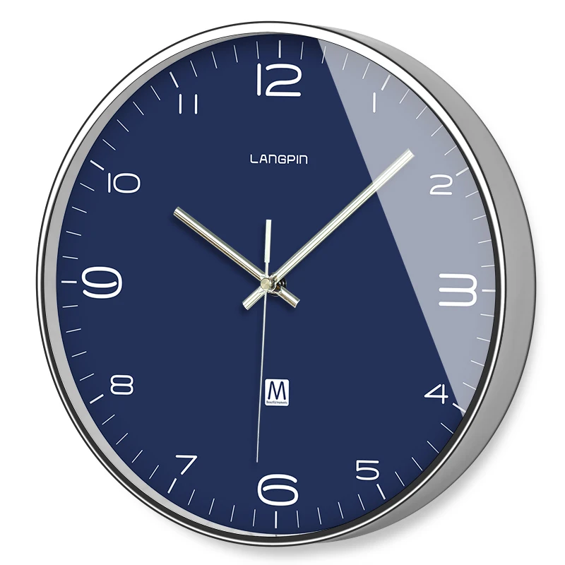 Часы кварцевые бесшумные металлические белые для гостиной спальни офиса FZ118