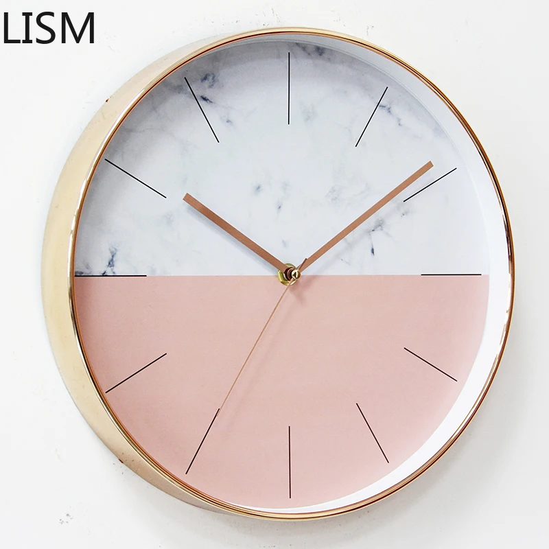 

Modern Design Nordic Pink Mute Wall Clock Simple Modern Bedroom Living Room Quartz Clock Home Decor Wall wall digital clock