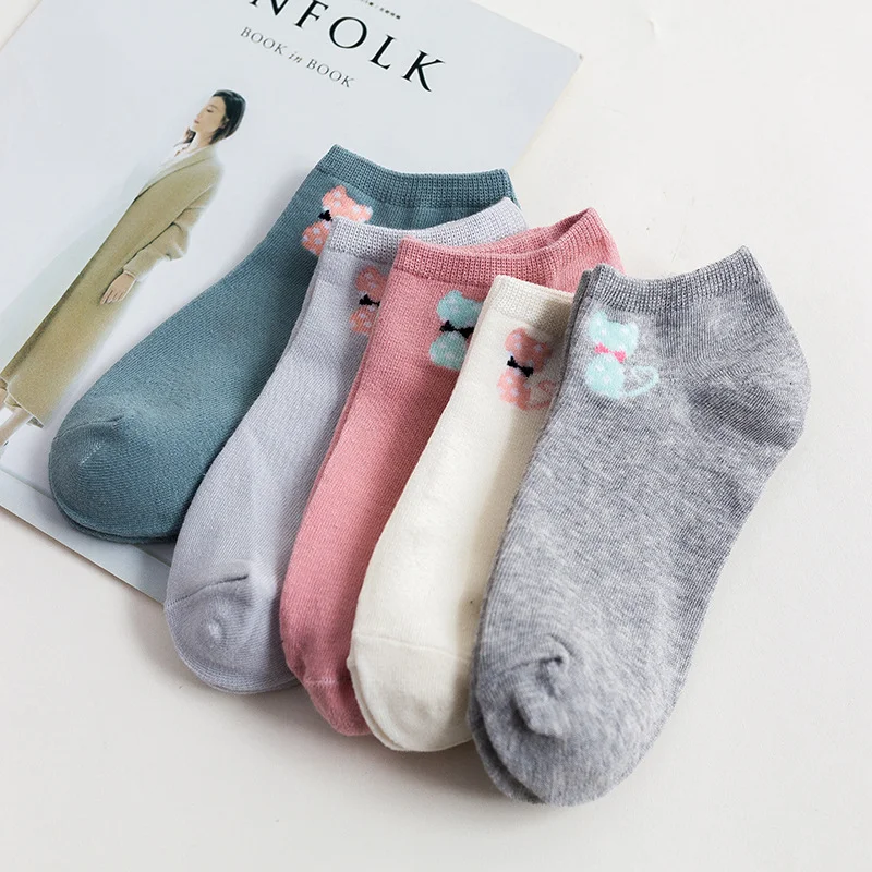 5 пар/компл. Kawaii женские носки Harajuku с рисунками животных из мультфильмов милые