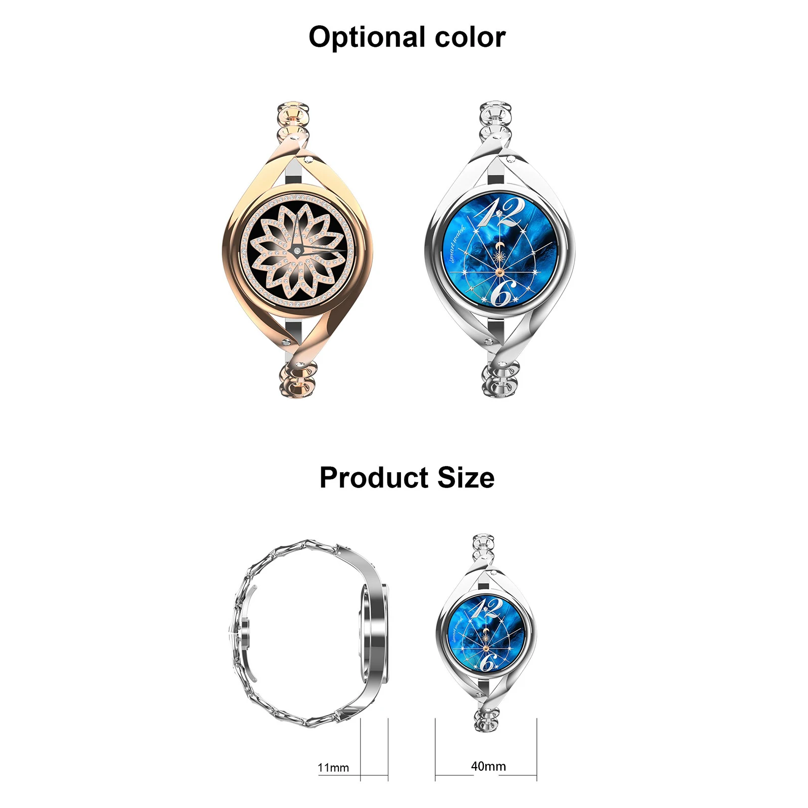 

1.09 inch Smart Watch IPS Screen Silver & Gold Fitness Bracelet Heart Rate Monitor Smartwatch IP67 Waterproof Watches For Women