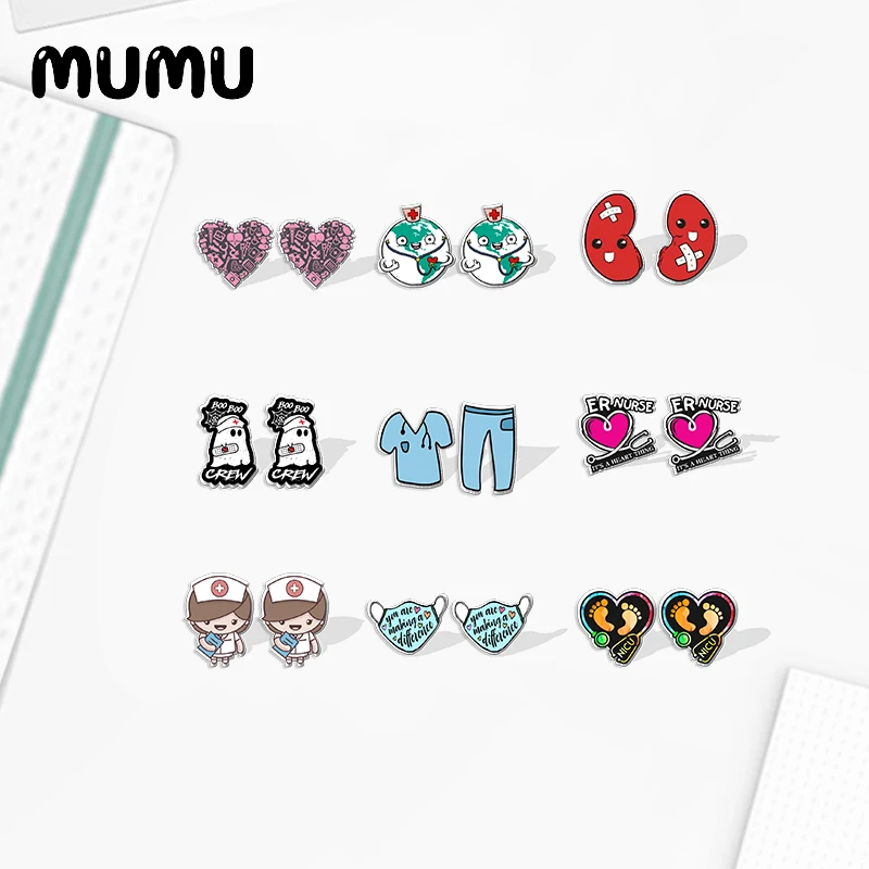 2020 новые акриловые серьги-гвоздики для медсестер из смолы | Украшения и