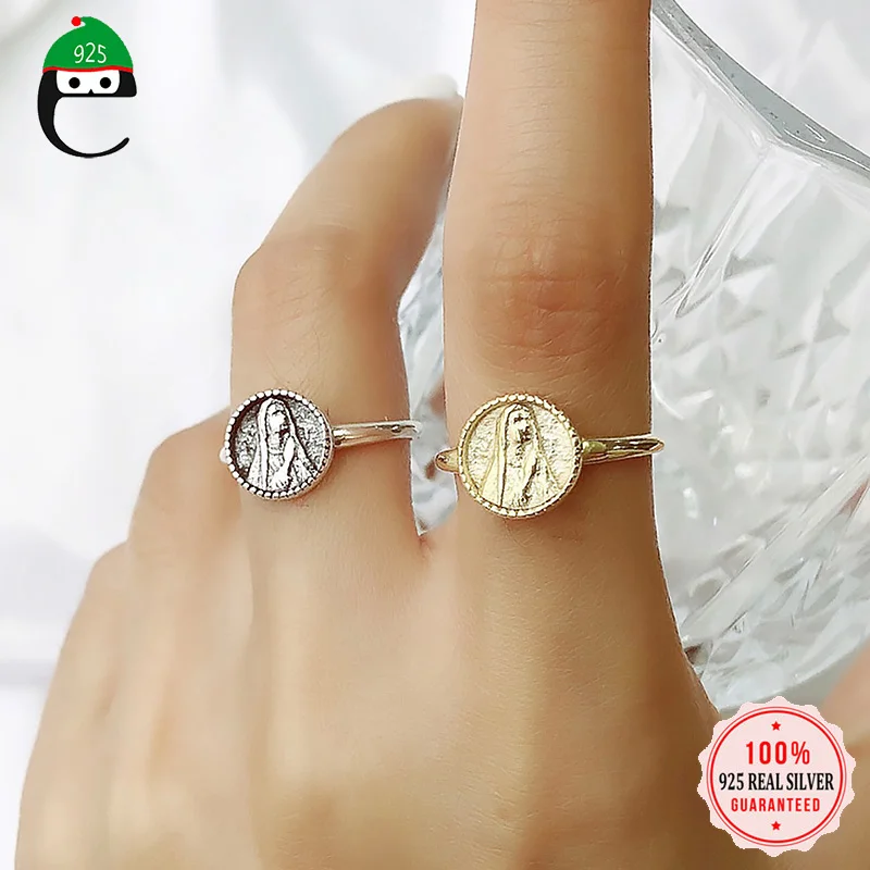 

Женское минималистичное Открытое кольцо с монеткой ElfoPlataSi, из настоящего серебра 925 пробы, S925 ювелирные изделия, подарок DA1363