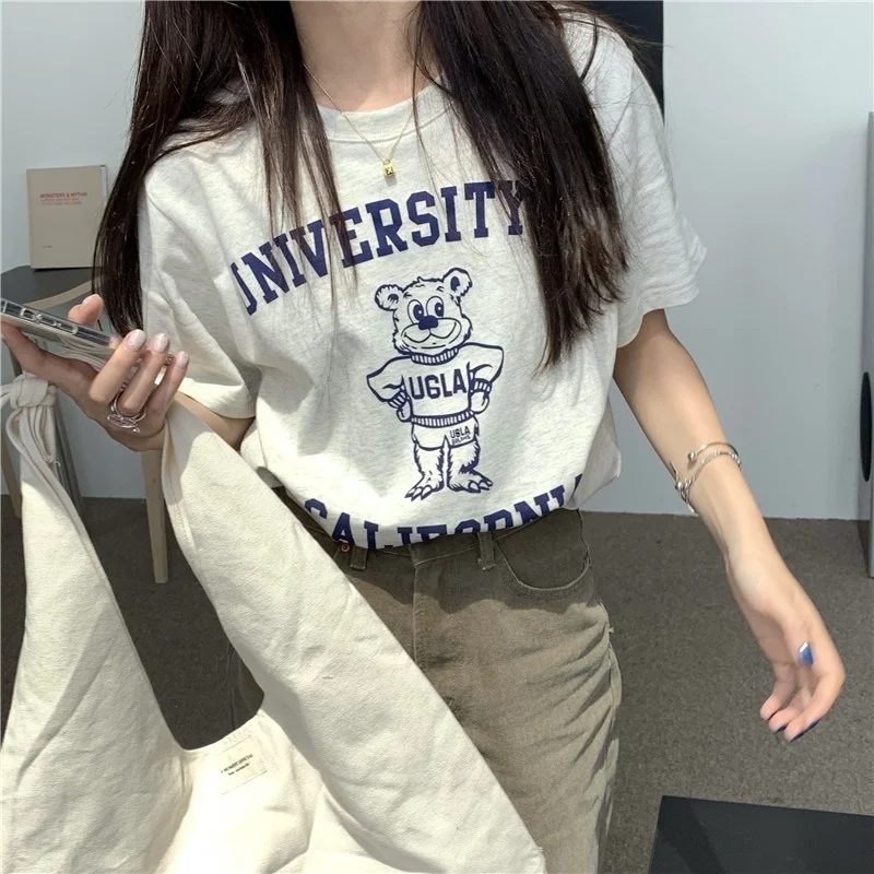 Футболка женская с коротким рукавом и принтом Медведь | Женская одежда