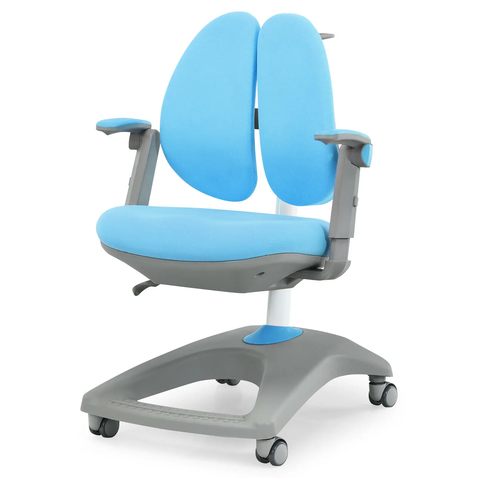 Honeyjoy Kids Desk Study Chair Adjustable Height Depth w/ Sit-Brake Casters Blue/Grey  HW67591