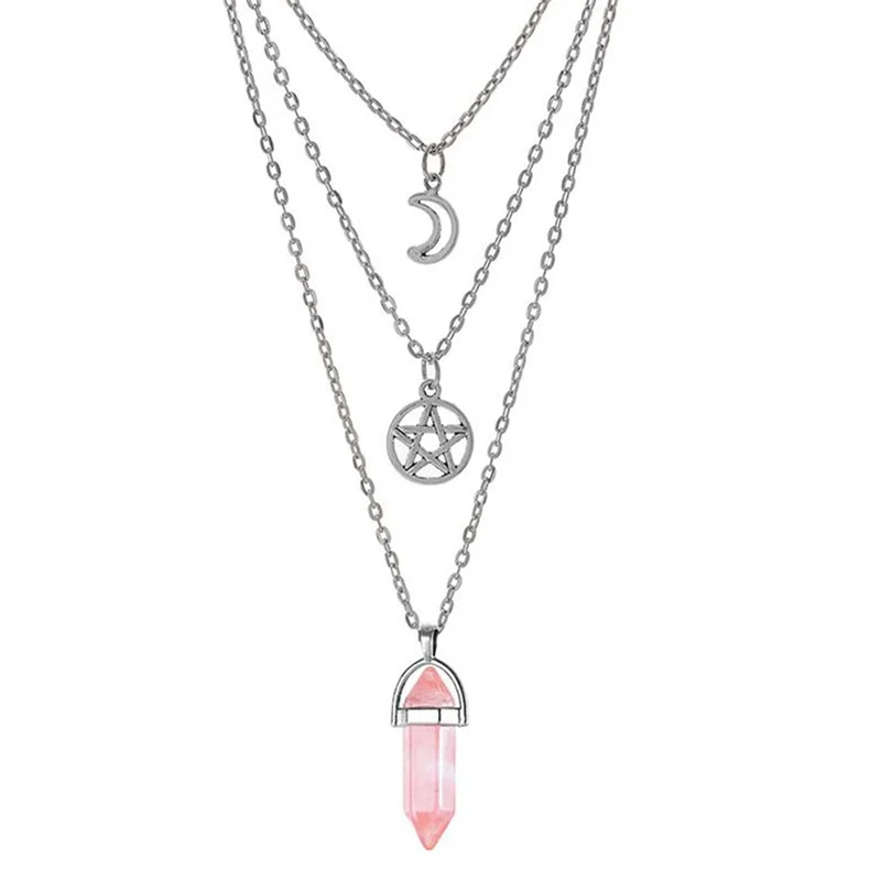 Модное ожерелье с подвеской в виде пентаграммы звезды чакры камни для женщин