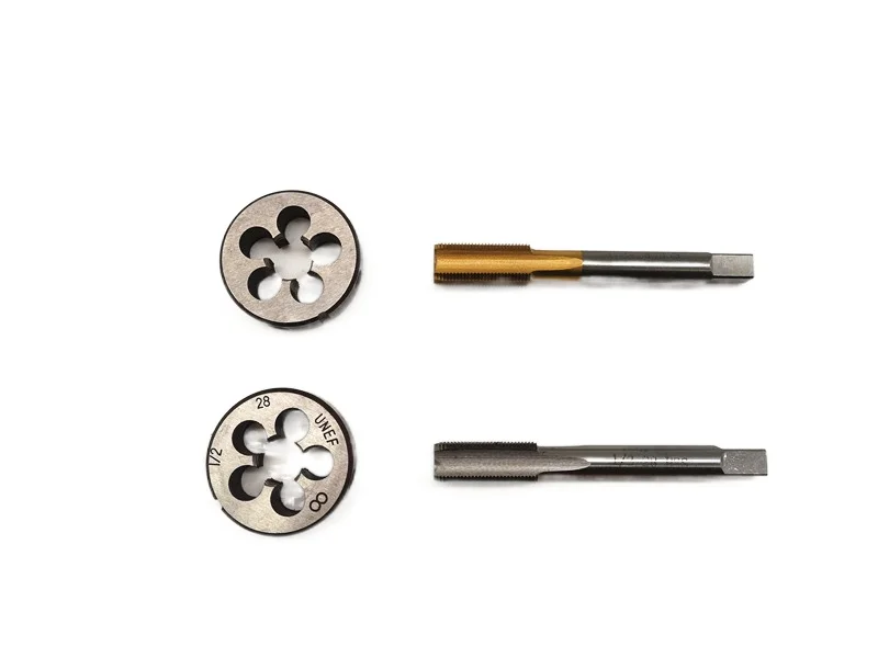 

High Hardness UNF 1/2 -28 HSS Titanium Coated Tap & Round Die Set Right Hand Thread Tool For Mold Machining Mayitr