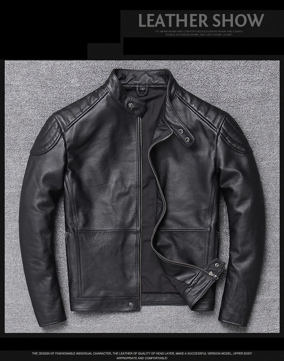 Chaqueta cuero hombre куртка кожаная куртка популярная мужская куртка из натуральной кожи тонкая байкерская куртка крутая 19037-5