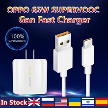 65W Gan Supervooc 2.0 Fast Charger For OPPO Find X2 Pro Reno 5 5G 3 4 Pro Ace 2 X20 X2 Realme X50 Pro RX17 Pro Type-C USB Cable