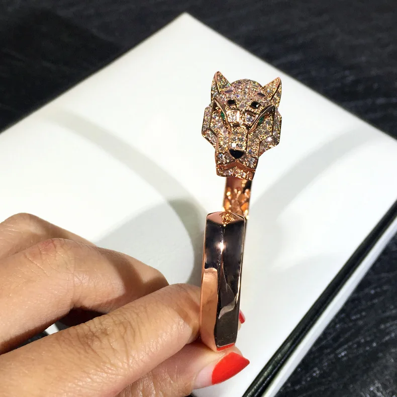 Брендовые модные ювелирные изделия из меди для Женщин Пантера Браслет Золотые