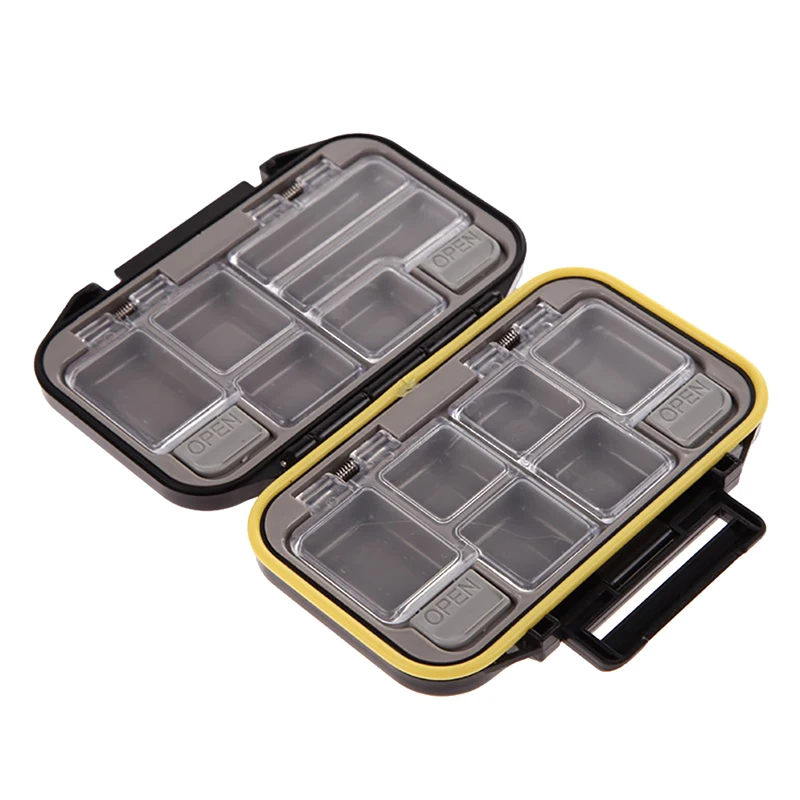 

Outdoor Waterproof Eco-Friendly Fishing Lure Bait Black Tackle Storage Box Case With 12 Compartments Fishing Hooks Container