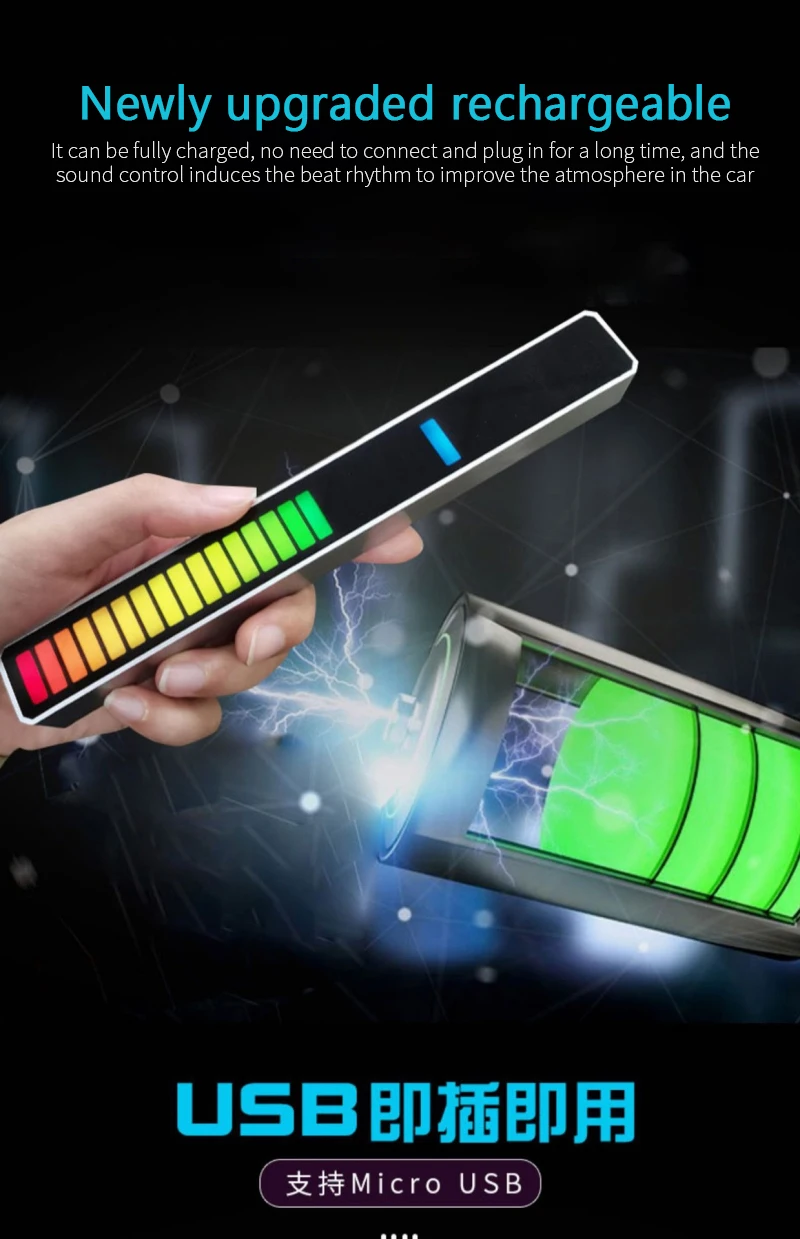 

Smart Electronics 32 Bit RGB Voice-Activated Pickup Rhythm Ambient Light Creative Colorful Lamp Automation Modules
