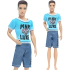 Модная кукольная одежда для куклы Кена, Мужская одежда, повседневная одежда, рубашка с милым рисунком, короткие штаны, игрушки для дома, аксессуары, 1 комплект