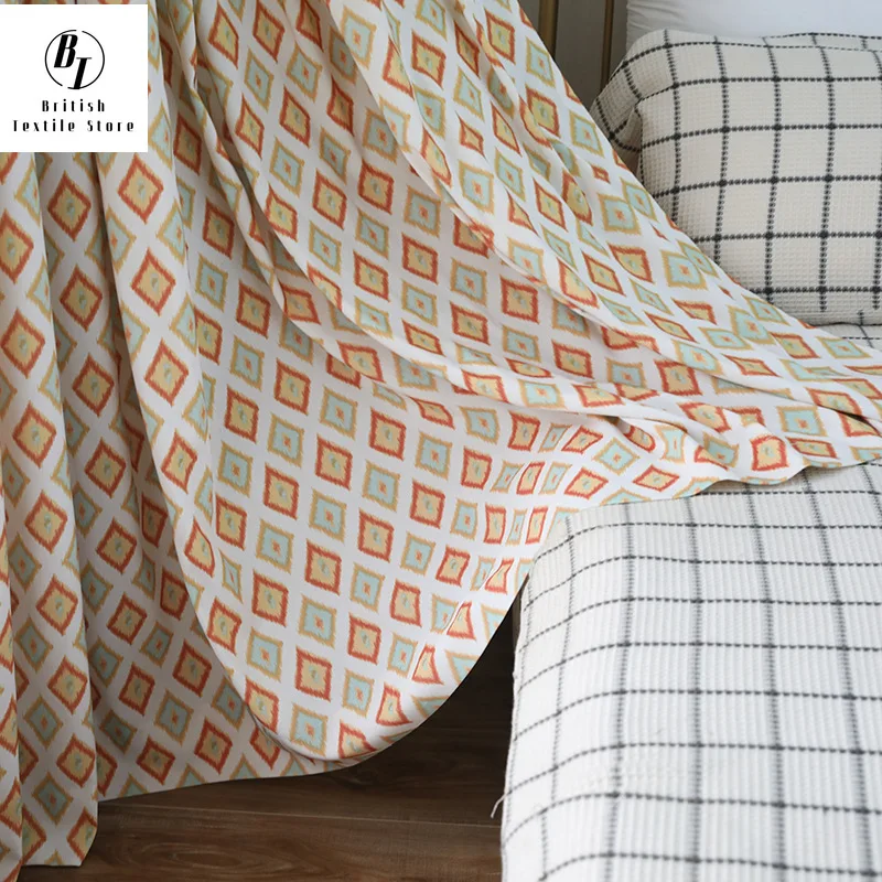 Современные Простые европейские занавески из полиэстера и хлопка с принтом для