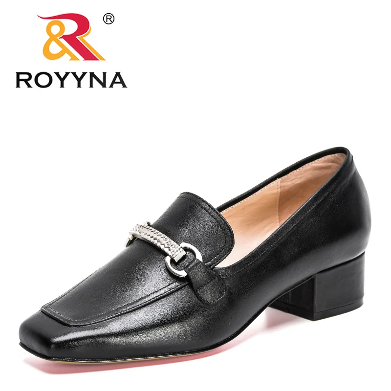 Туфли лодочки ROYYNA женские из натуральной кожи повседневная обувь на толстом