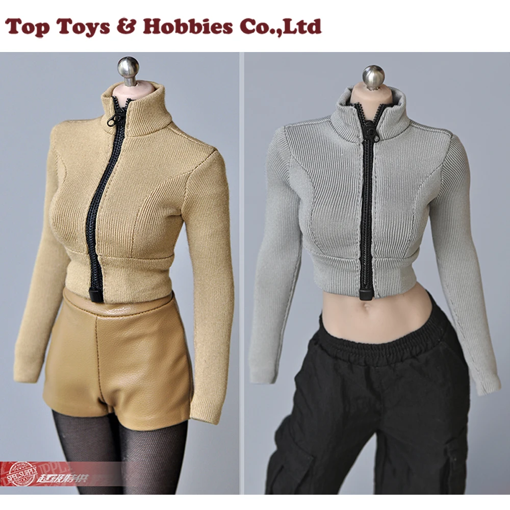 

1/6 Female Long Sleeve Top PH Stretch Zipper Tights For 12 inch Figure Body Toys Model