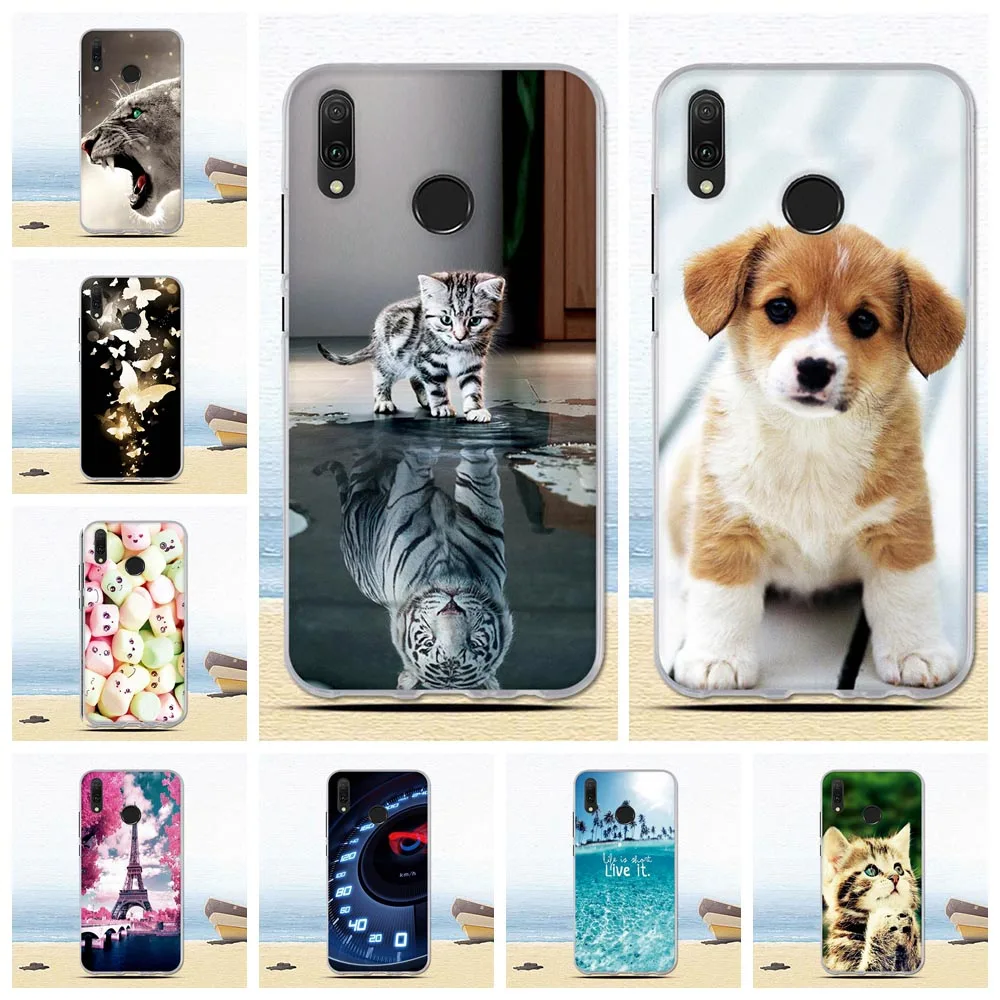 Силиконовый чехол для Huawei Y9 2019 с рисунком животных из мультфильмов мягкая задняя