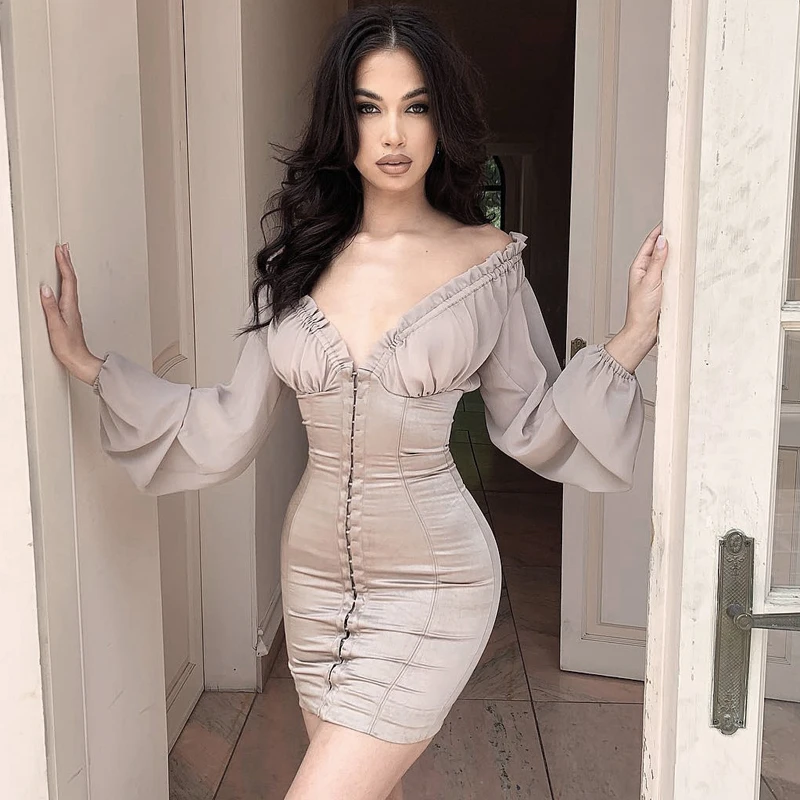 INDRESSME 2020 новое модное сексуальное женское платье с глубоким V-образным вырезом