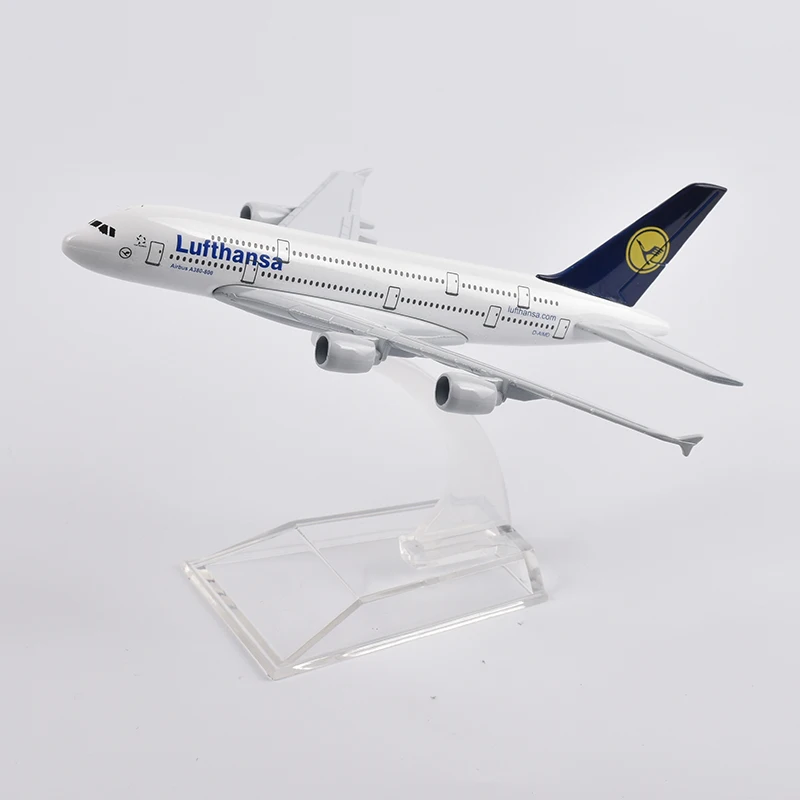 JASON TUTU-modelo de avi&oacute;n Lufthansa Airbus A380, 16cm, Metal fundido a presi&oacute;n, escala 1/400, colecci&oacute;n de regalos-4