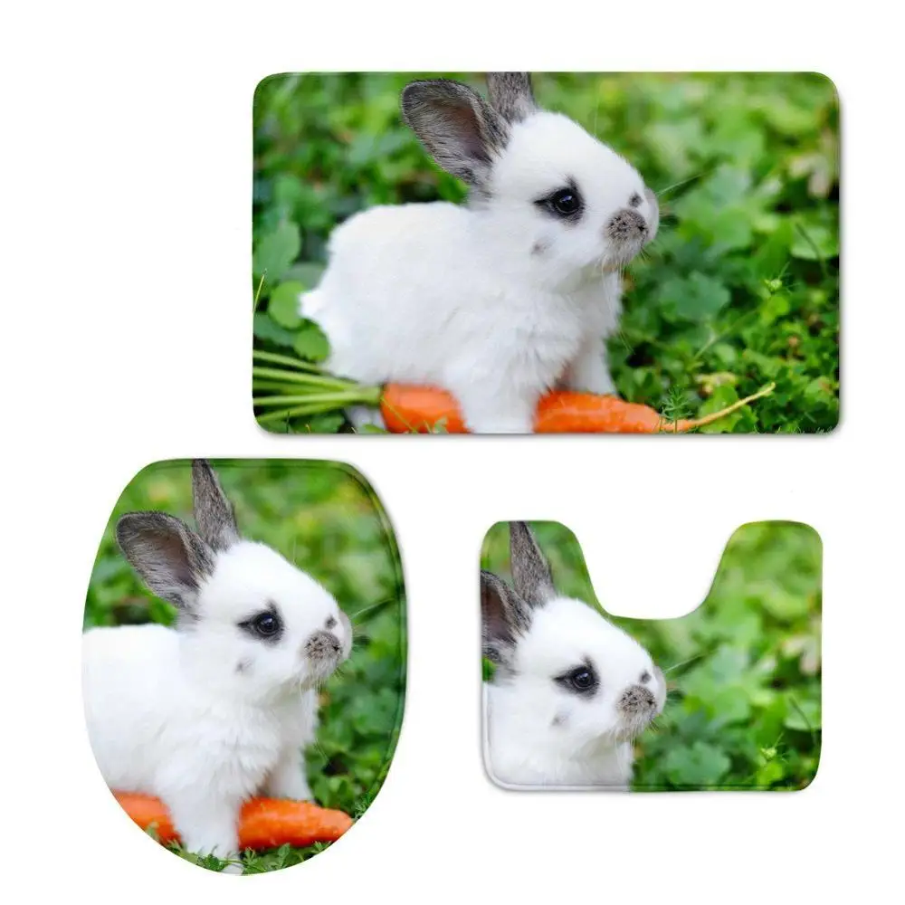 

Коврики для ванной 3 предмета Ванная комната комплект с дизайном в виде костюма кролика ковер Нескользящие ковер для домашнего декора коври...