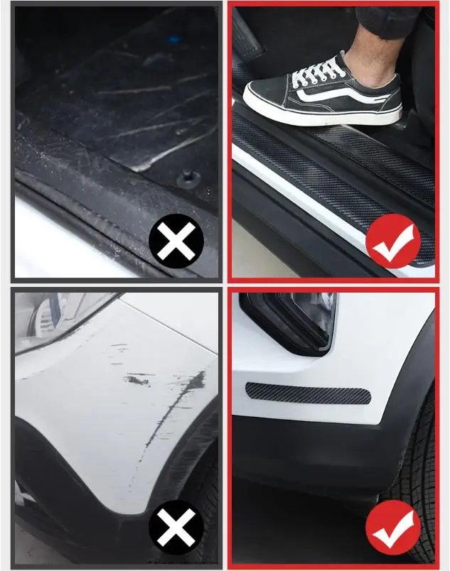 

For Kia Rio 4 X-line 2020 2019 Car Door Sill Anti-Stepping Refitting Pedal Decorative Strip Carbon Fiber Bumper Door Side Bumper