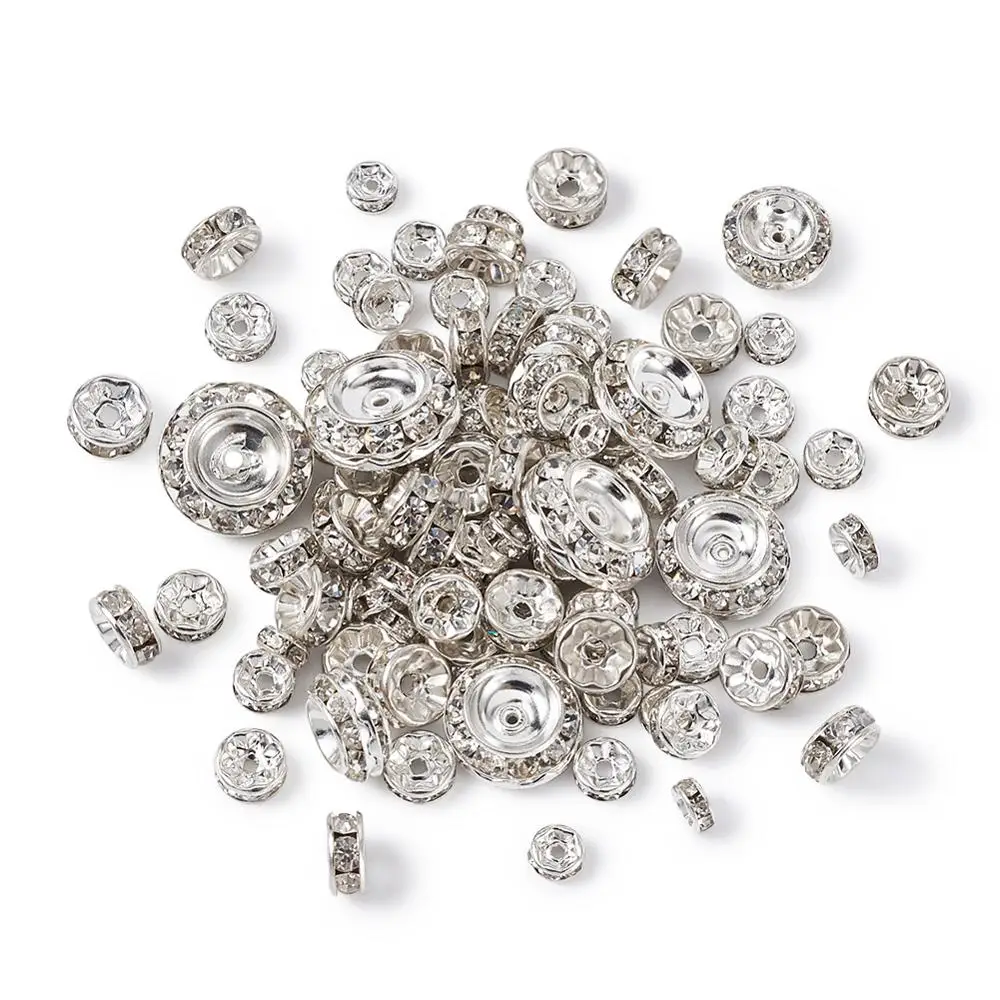 

250pcs/Box Brass Rhinestone Spacer Beads for DIY Jewelry Making Findings 7.4x7.2x1.7cm Accessories