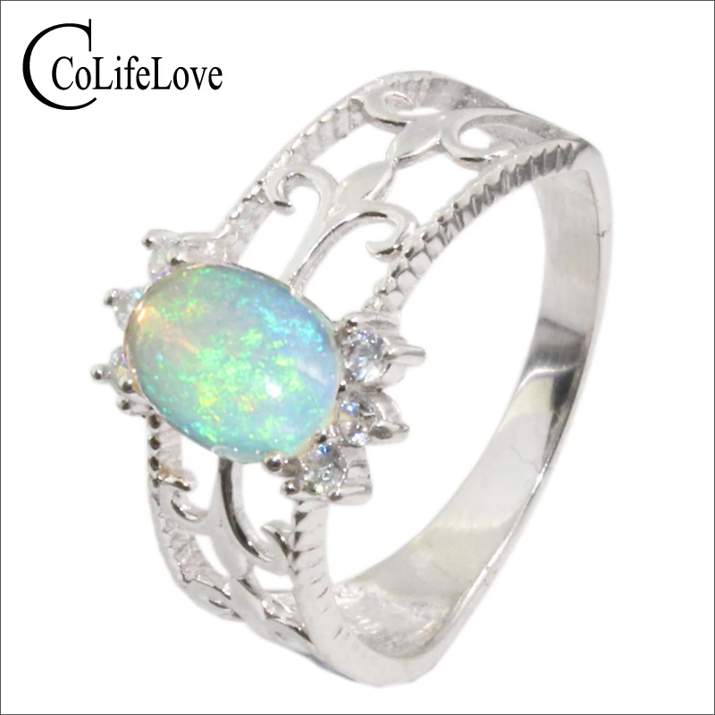 Vintage opal silver ring 6 mm * 8 natural solid 925 sterling jewelry can choose stone before order | Украшения и аксессуары