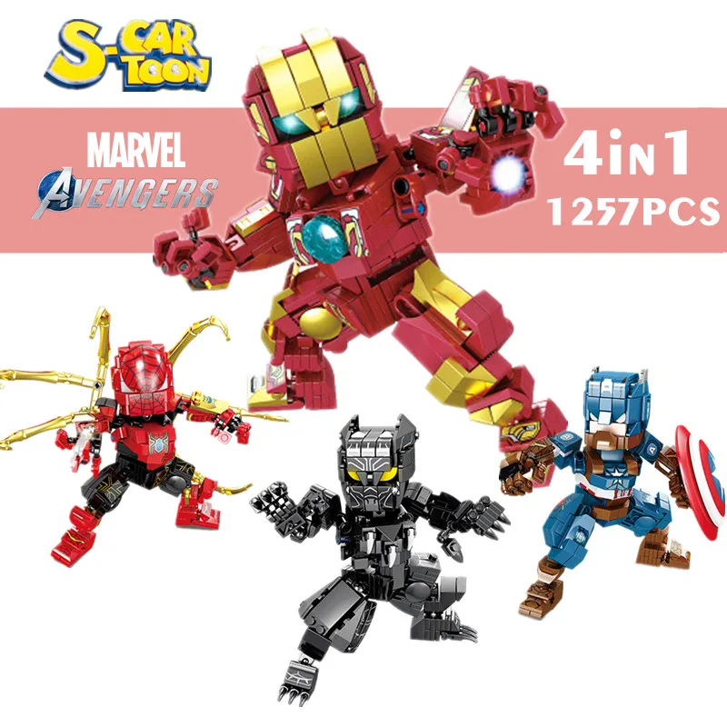 

Конструктор детский «мстители» Disney, Железный человек, Капитан Америка, Человек-паук, Черная пантера, робот Тони Старк, детская игрушка, пода...