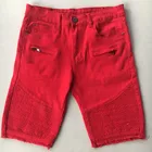 Шорты мужские джинсовые до колен, повседневные Прямые, свободные Бермуды, цвет красныйчерный
