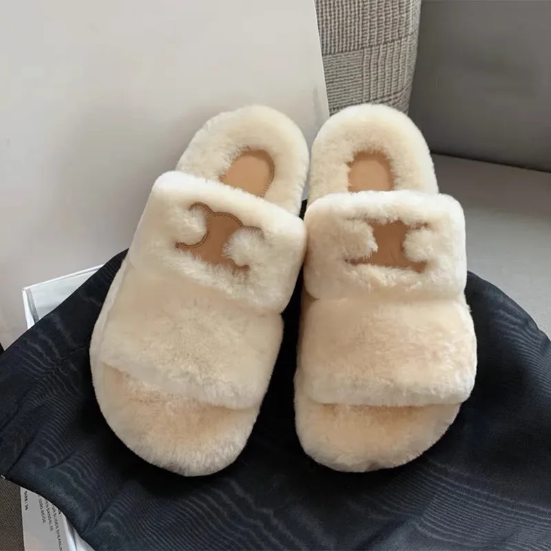 

Women slippers 2021 Ahiko new fashion wool slippers flat outside wearing flip-flops women shoes luxury brand high quality