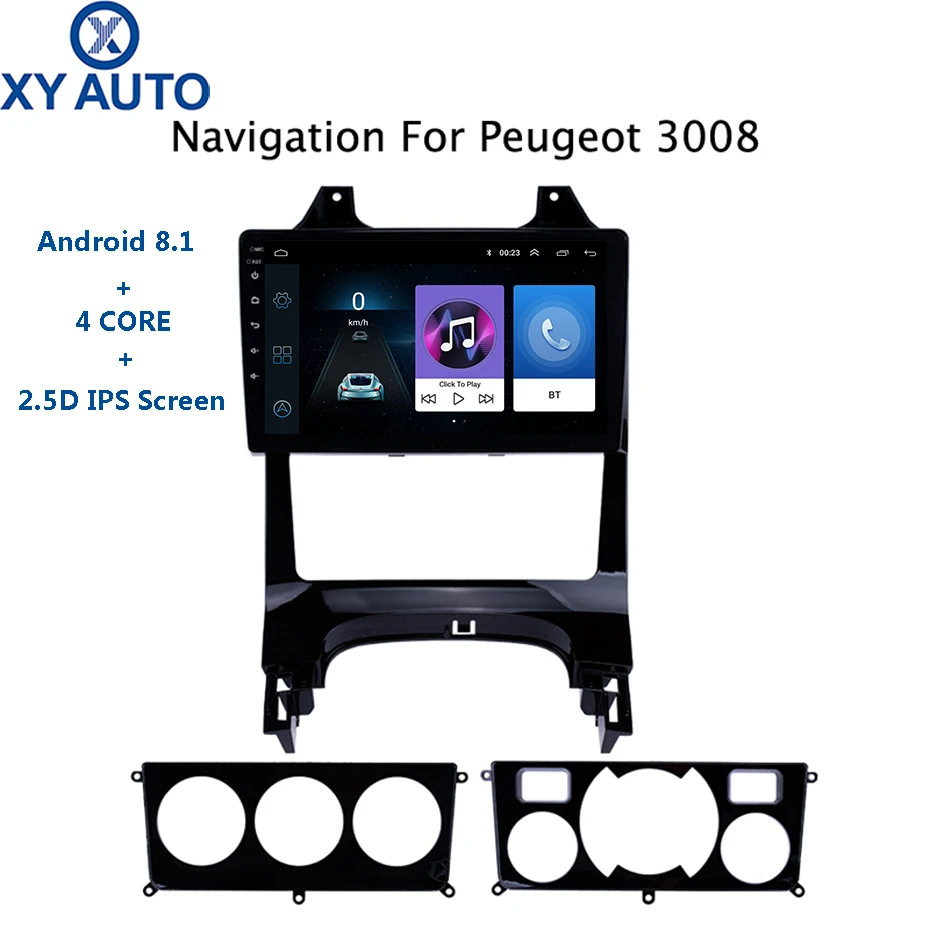 Полноэкранный сенсорный экран 9 дюймов 2.5D IPS HD Android 8 1 NAVI для Peugeot 3008 2009 2015 с Bluetooth USB