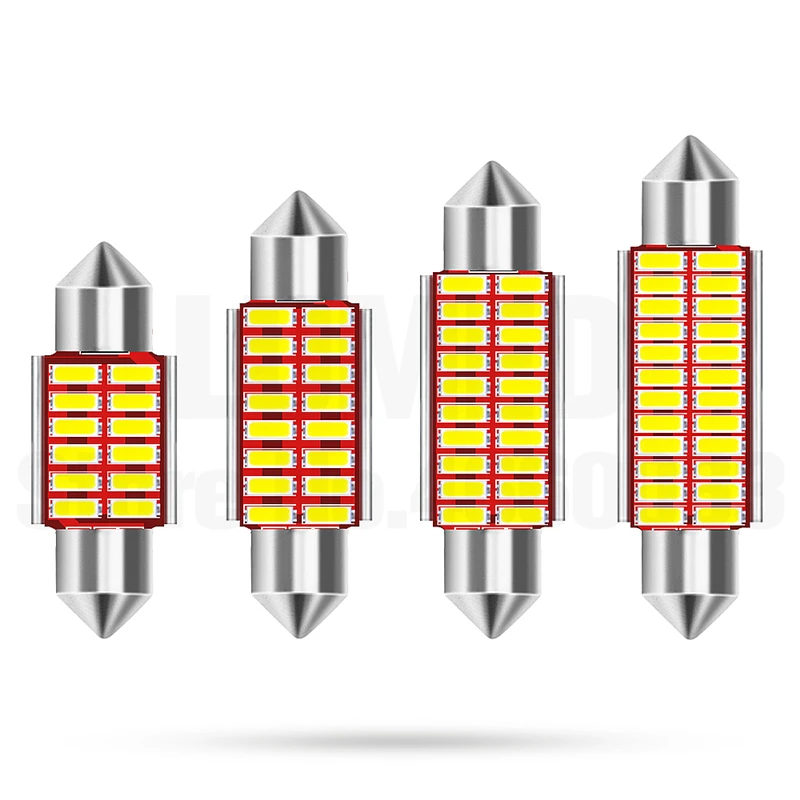 

100x C5W LED Car light Bulb Luces 12 16 20 24 SMD 4014 LED Para Auto Interior Side light Festoon Dome Reading Lamp DC12V