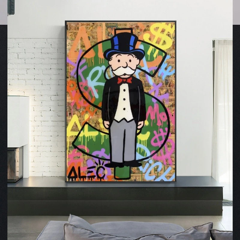 

Alec Monopoly Graffiti Art Paintings on The Wall Art Posters and Prints MONOPOLY DOLLAR SIGN STATUE Modern Wall Art Pictures