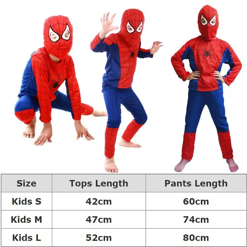 Kids Spiderman superhero Cosplay Costume Children Clothing Sets Long Sleeve Top+Pant+Mask Suit Halloween Party Toddler Baby |