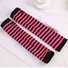 Женские полосатые вязаные перчатки, теплые длинные перчатки без пальцев, рождественские аксессуары для подарка