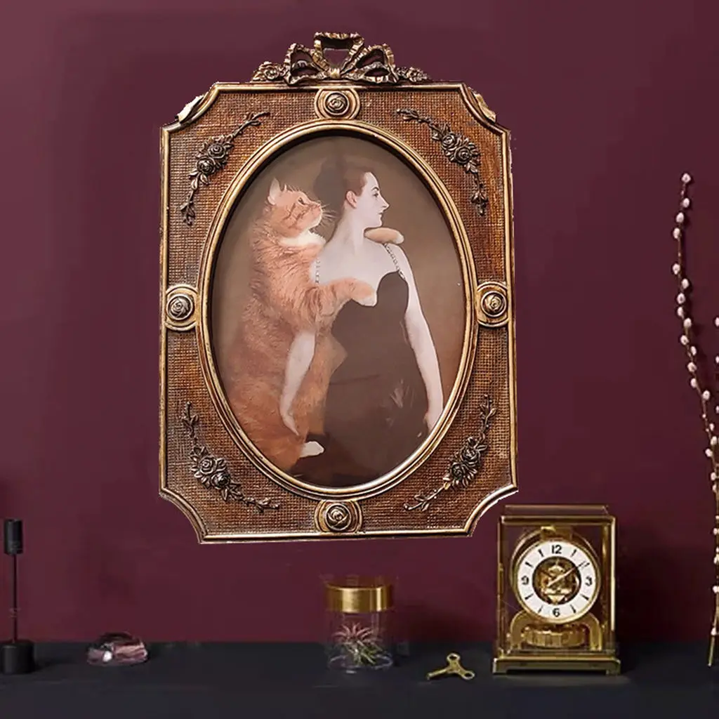 

Vintage Style Photo Frame Resin Picture Frames Photo Holder Ornament for Wedding Home Living Room Wall Decoration Gift